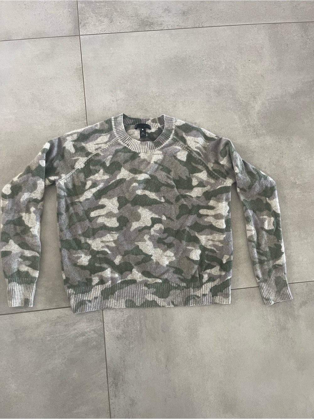 Aqua Green Cashmere Camo Crewneck Sweater